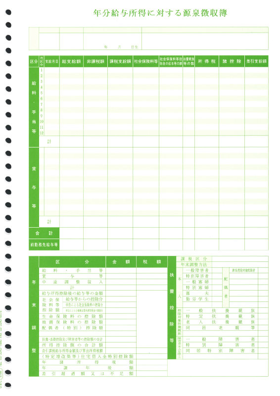 OBC 5166 単票源泉徴収簿【販売終了】
