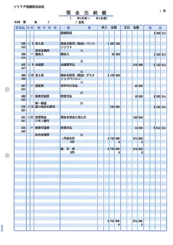ソリマチ SR4301 出納帳 500枚
